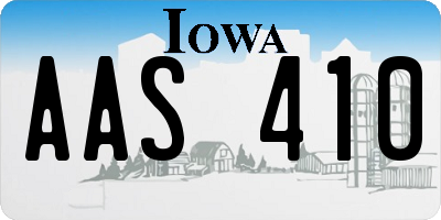 IA license plate AAS410