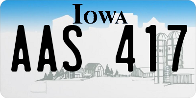 IA license plate AAS417