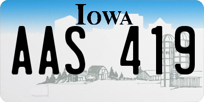IA license plate AAS419
