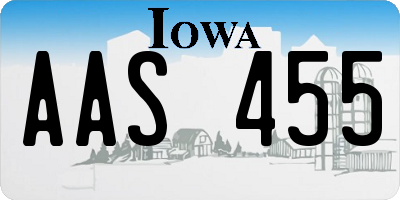 IA license plate AAS455