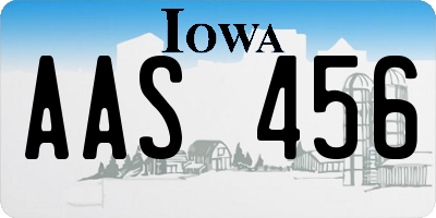 IA license plate AAS456