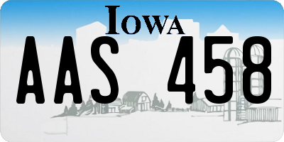 IA license plate AAS458