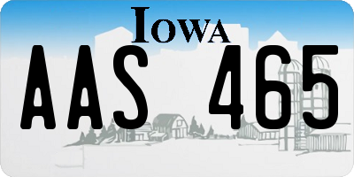IA license plate AAS465
