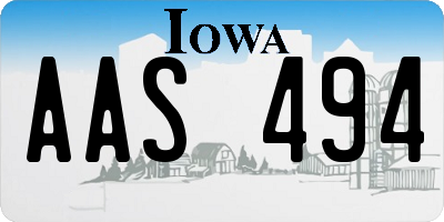 IA license plate AAS494
