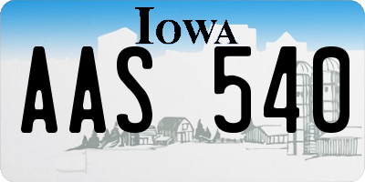 IA license plate AAS540