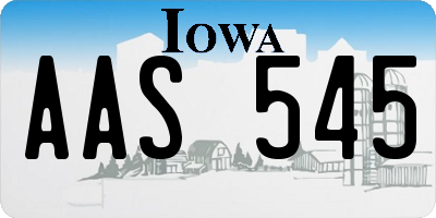 IA license plate AAS545
