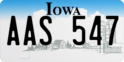 IA license plate AAS547