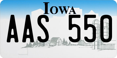 IA license plate AAS550