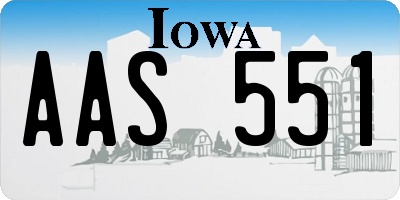 IA license plate AAS551