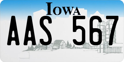 IA license plate AAS567