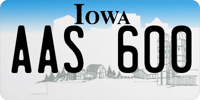 IA license plate AAS600