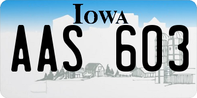IA license plate AAS603