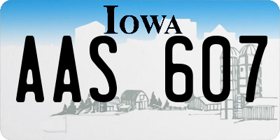 IA license plate AAS607
