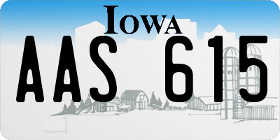 IA license plate AAS615