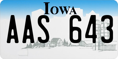 IA license plate AAS643