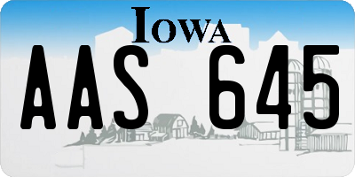 IA license plate AAS645