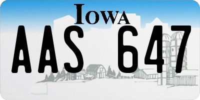 IA license plate AAS647
