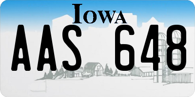IA license plate AAS648