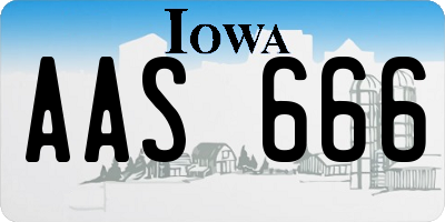 IA license plate AAS666