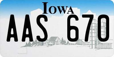 IA license plate AAS670