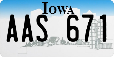 IA license plate AAS671