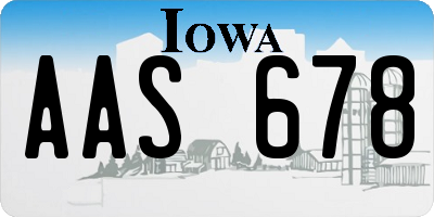 IA license plate AAS678