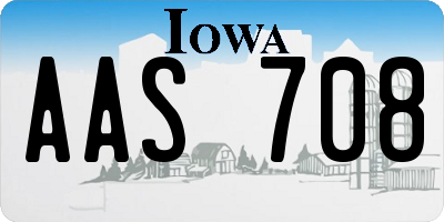 IA license plate AAS708
