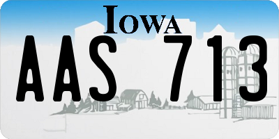 IA license plate AAS713