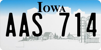IA license plate AAS714