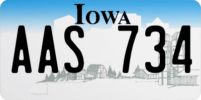 IA license plate AAS734