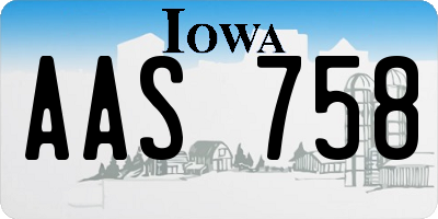 IA license plate AAS758