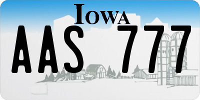 IA license plate AAS777