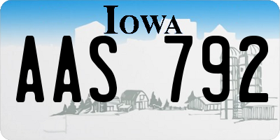 IA license plate AAS792