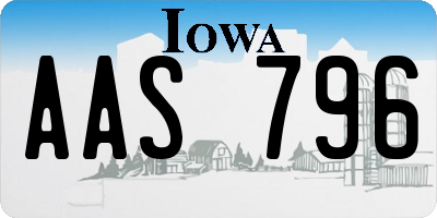 IA license plate AAS796
