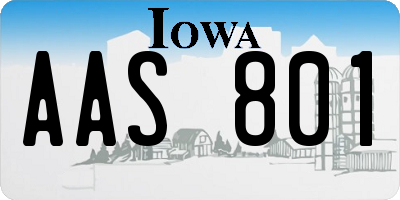 IA license plate AAS801