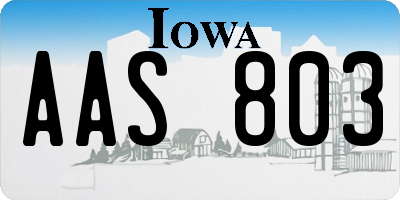 IA license plate AAS803