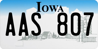 IA license plate AAS807