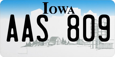 IA license plate AAS809