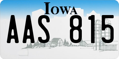 IA license plate AAS815