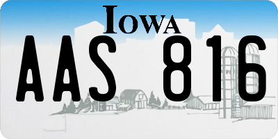IA license plate AAS816