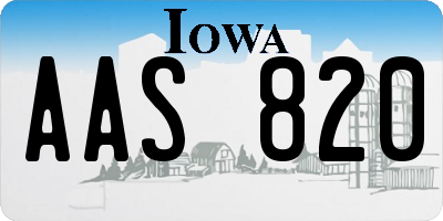 IA license plate AAS820