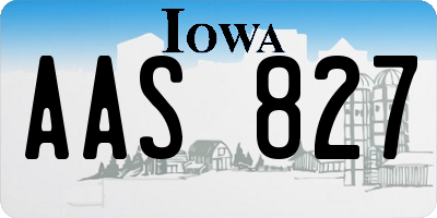 IA license plate AAS827