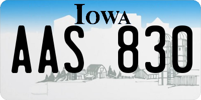 IA license plate AAS830