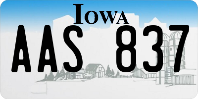 IA license plate AAS837
