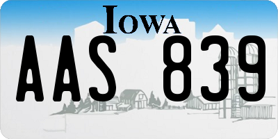 IA license plate AAS839