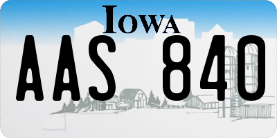 IA license plate AAS840