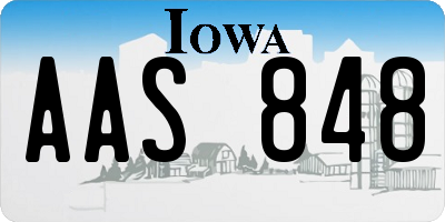 IA license plate AAS848