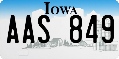 IA license plate AAS849