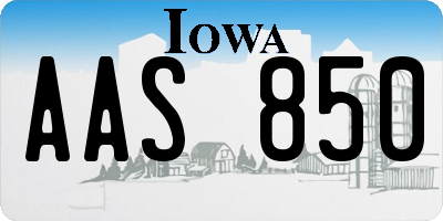 IA license plate AAS850