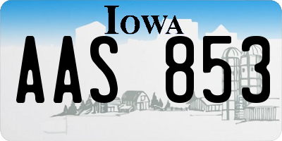 IA license plate AAS853